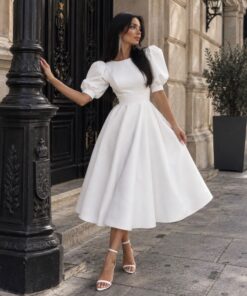 rochie, rochie midi, rochie alba, rochii, haine, haine dama, unique fashion,