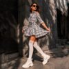 Rochie , Rochie asimetrica. Rochie Scurta, Rochie Scurta asimetrica, Rochii, Haine, Haine Dama, Unique Fashion,
